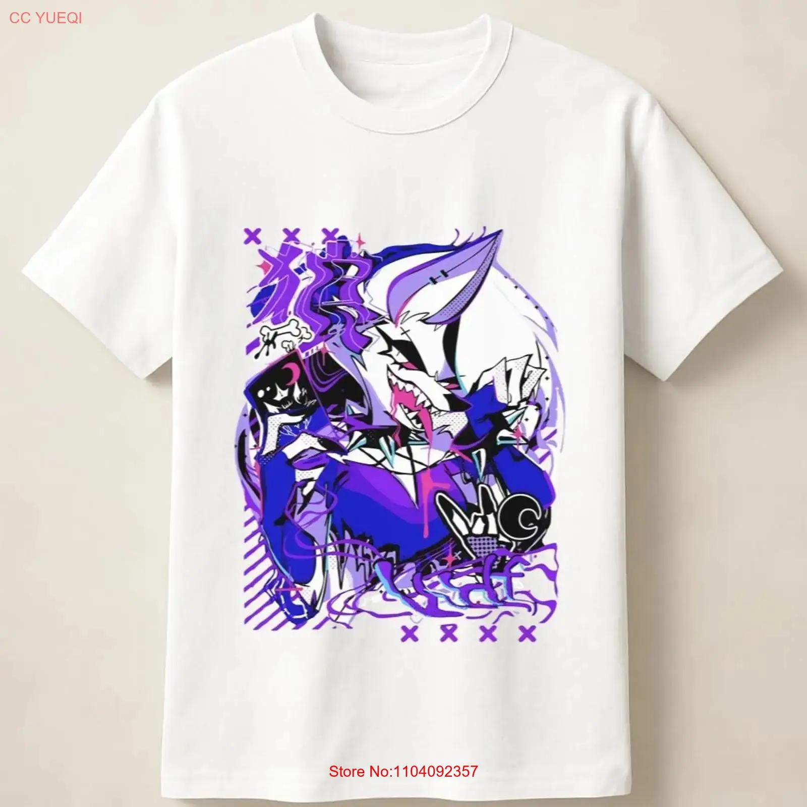 Anime Themed Merchandise - Purple Anime Wolf in Graffiti Poster