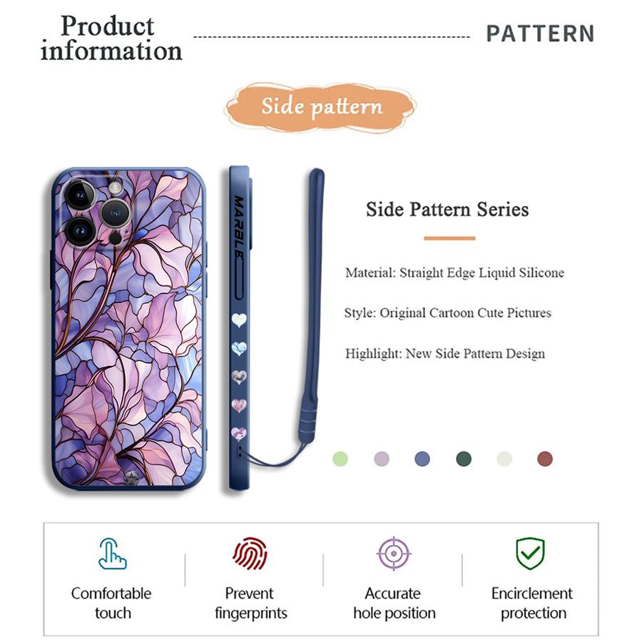 Flower Marble Phone Case for i - Lanyard Anime Logo 评论和价格